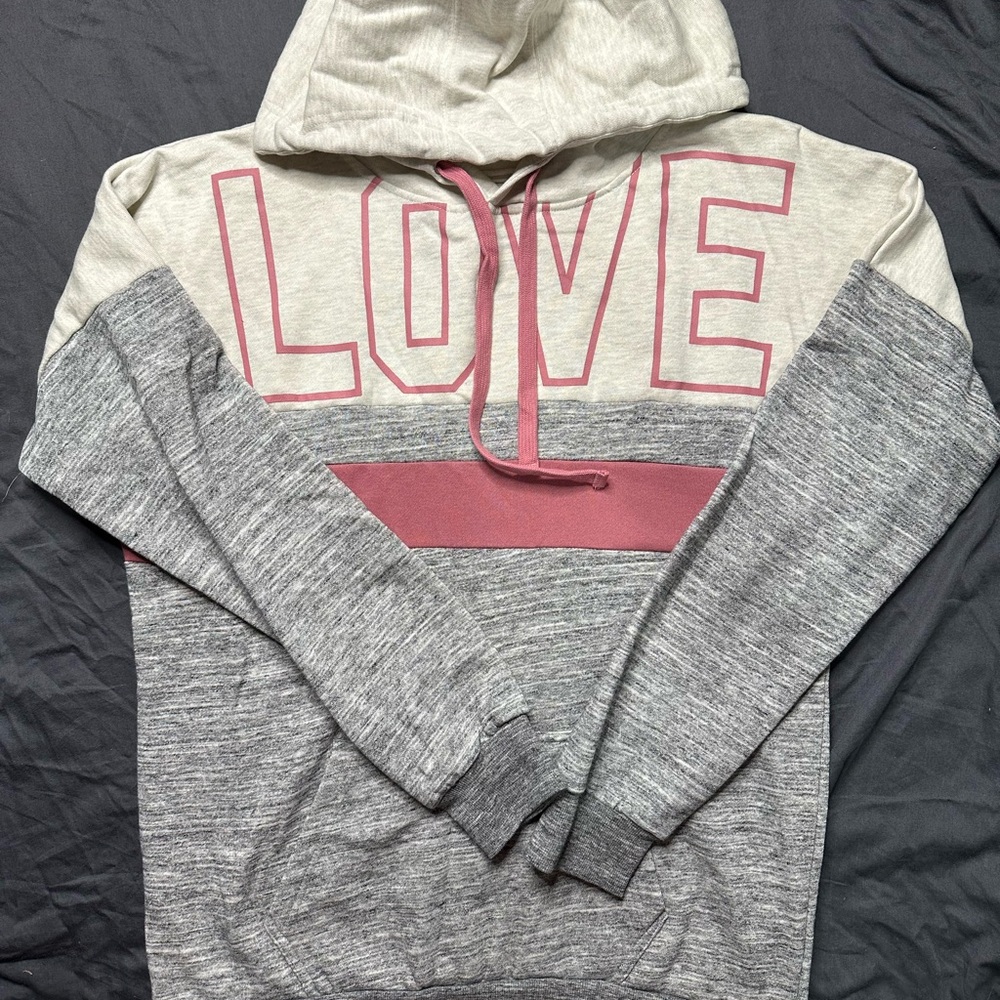 Reflex Cream and Gray LOVE Hoodie